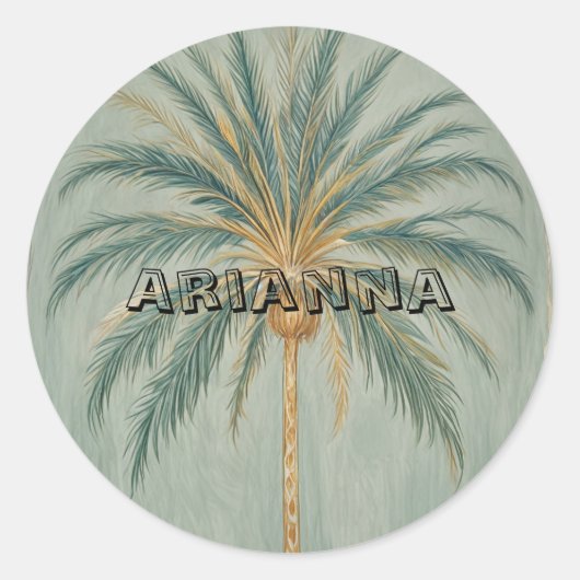 パーム陛下：パーム独身のツリーデザイン ラウンドシール (正面)