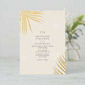 パーム離れズオフホワイトクリームフォイル招待状 箔招待状 (立ち正面)