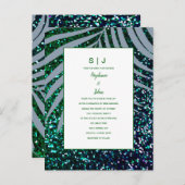 パーム離れズダスティブルーグリーングリッター結婚ズ インビテーションポストカード (正面/裏面)