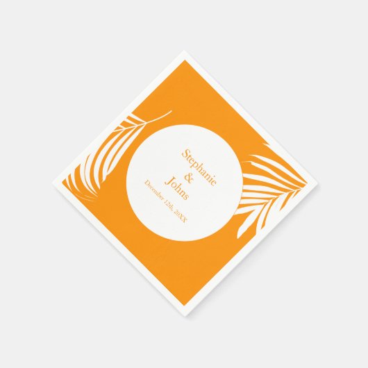 パーム離れツリーオレンジアートトロピカルクール結婚ズ スタンダードカクテルナプキン (角)