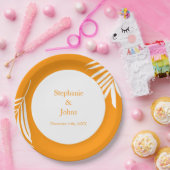 パーム離れツリーオレンジアートトロピカルクール結婚ズ ペーパープレート (パーティー)