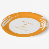 パーム離れツリーオレンジアートトロピカルクール結婚ズ ペーパープレート (アングル)