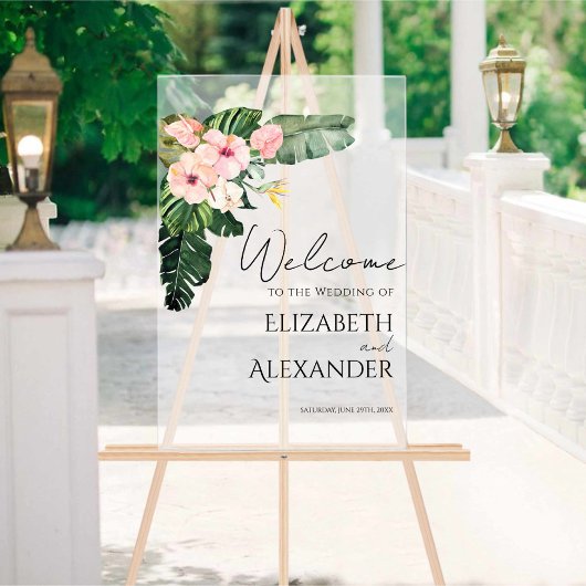 パーム離れトロピカル結婚の歓迎アクリル看板 アクリルサイン