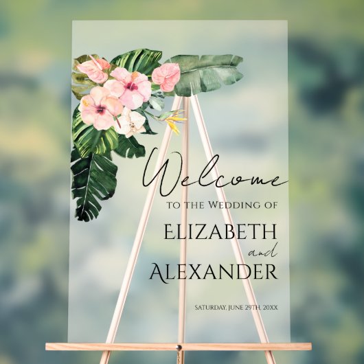 パーム離れトロピカル結婚の歓迎アクリル看板 アクリルサイン (ニュートラル)