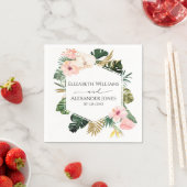 パーム離れハイビスカスのトロピカル結婚ナプキン スタンダードカクテルナプキン (インサイチュ)