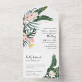 パーム離れハイビスカストロピカルエレガントな結婚式 オールインワン招待状 (内側)
