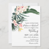 パーム離れハイビスカストロピカルエレガントな結婚式 招待状 (正面)