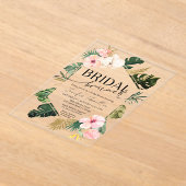 パーム離れハイビスカストロピカルフローラブライダルブランチ アクリル招待状 (レイダウン)