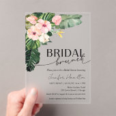 パーム離れハイビスカストロピカルフローラブライダルブランチ アクリル招待状 (インサイチュ (ポータブル))