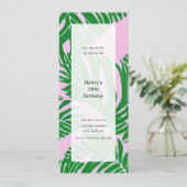 パーム離れピンク&グリーンジェネリックバースデーパーティー 招待状 (スタンド正面)