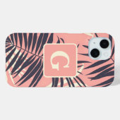 パーム離れライトピンクパーソナライズされたモノグラム Case-Mate iPhoneケース (裏面 (横))