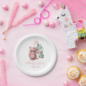 パーム離れランのテディベアベビーシャワーガール ペーパープレート (パーティー)