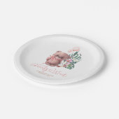 パーム離れランのテディベアベビーシャワーガール ペーパープレート (アングル)