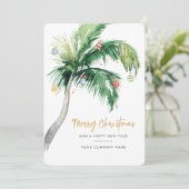パーム飾ツリーのビジネスロゴクリスマス シーズンカード (スタンド正面)