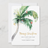 パーム飾ツリーのビジネスロゴクリスマス シーズンカード (正面)
