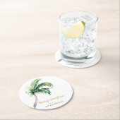 パーム飾ツリークリスマスホリデーズファミリー ラウンドペーパーコースター (インサイチュ)