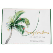 パーム飾ツリークリスマスホリデーズファミリー ラージペーパーバッグ (正面)