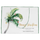 パーム飾ツリークリスマスホリデーズファミリー ラージペーパーバッグ (裏面)