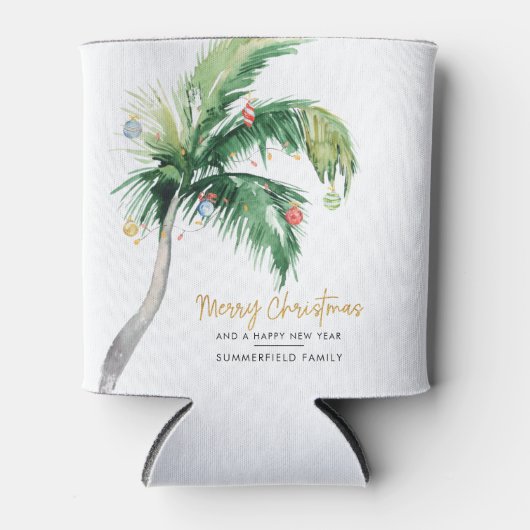 パーム飾ツリーファミリークリスマスホリデー 缶クーラー (正面)