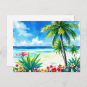 パーム鮮やかの木が咲く熱帯の景色 ポストカード (正面/裏面)