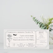 パーム ウェディング デスティネーション チケット 招待状 RSVP (スタンド正面)