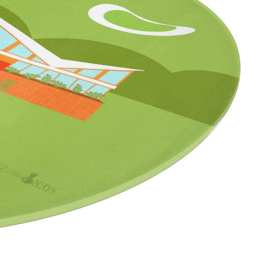 パーム・スプリングスのレトロの家のガラスまな板 カッティングボード (角)