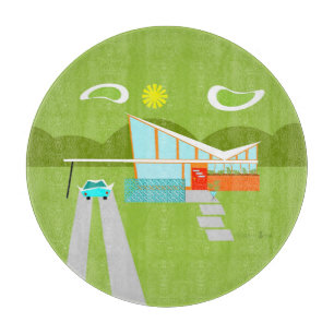 パーム・スプリングスのレトロの家のガラスまな板 カッティングボード