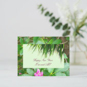 パーム・ツリーとシャクナゲ新年のはがき シーズンポストカード (スタンド正面)