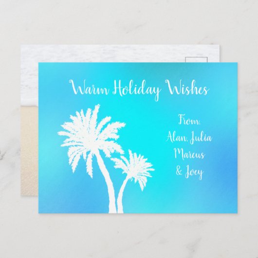 パーム・ツリーズ明るいアクア暖かいクリスマスの願い ポストカード (正面/裏面)