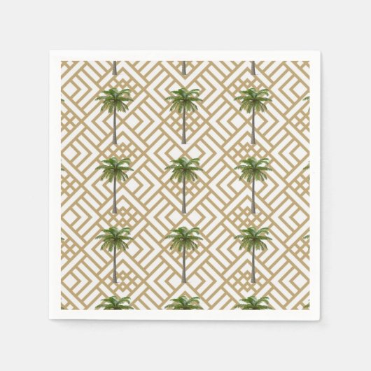 パーム・ツリー付きカクテルナプキン金ゴールド スタンダードカクテルナプキン (正面)