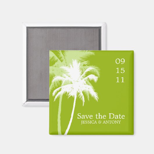 パーム・ツリー熱帯結婚式の日付または好意を保存 マグネット (正面/裏面)
