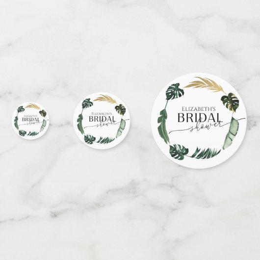 パーム ハイビスカス トロピカル フラワーブライダルシャワー コンフェッティ (裏面)