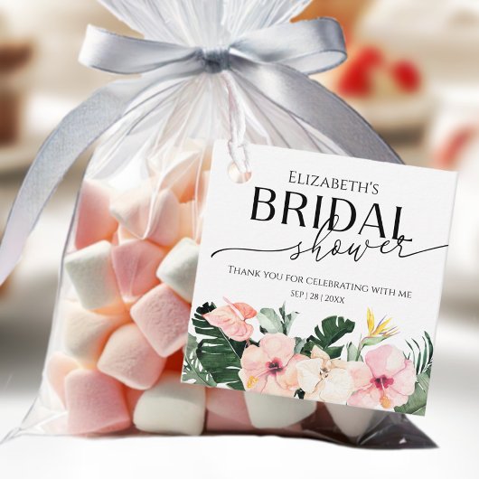 パーム ハイビスカス トロピカル ブライダル シャワー 感謝 フェイバータグ