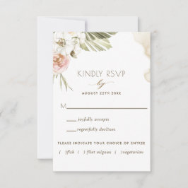 パーム、バナナの葉の花模様（食事オプション付き/なし） 出欠カード