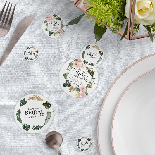 パーム ヒビスカス トロピカル フラワーブライダルシャワー コンフェッティ