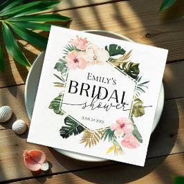 パーム ヒビスカス トロピカル ブライダル シャワー ナプキン スタンダードカクテルナプキン