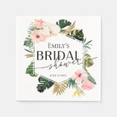 パーム ヒビスカス トロピカル ブライダル シャワー ナプキン スタンダードカクテルナプキン (正面)