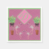 パーム ピンク フラミンゴ フラミンゴ テラコッタ スタンダードカクテルナプキン (正面)