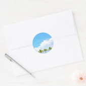 パーム 青空と雲の空白テンプレート ラウンドシール (封筒)