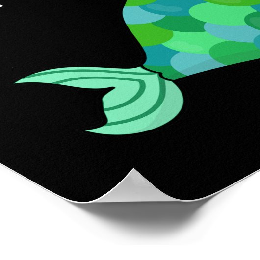 パーメイドのおもしろい猫ネコ猫マーメイドプンダークBG ポスター (角)