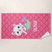 パーメイドの子猫ピンクはかりで測ク ビーチタオル (正面)