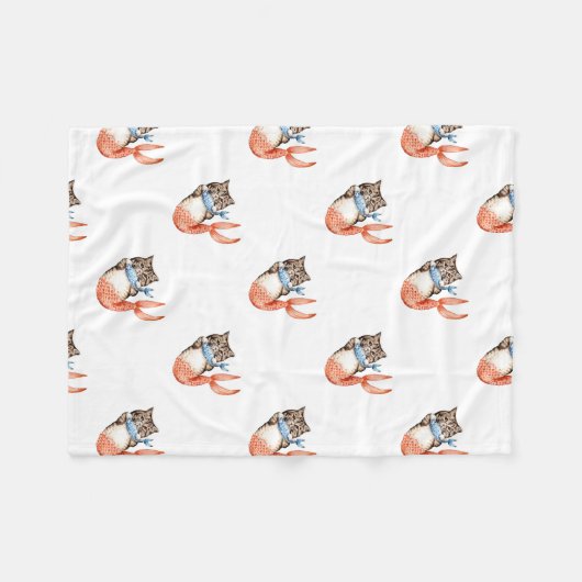 パーメイドキャットマーメイド フリースブランケット (正面(横))