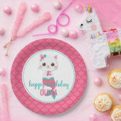 パーメイドマーメイド子猫ピンク誕生日 ペーパープレート (パーティー)