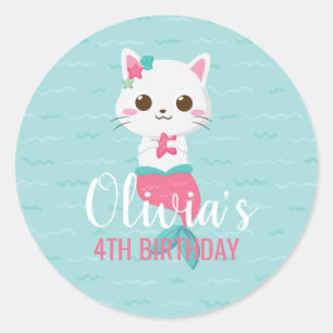 パーメイドマーメイド子猫誕生日パーティー ラウンドシール