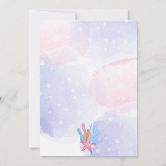 パーメイド猫の人魚かわいい女の子の誕生日の招待 招待状 (裏面)