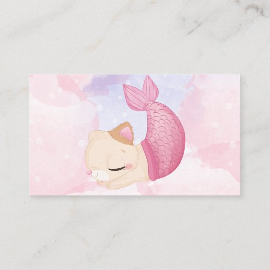 パーメイド猫の人魚かわいい女の子の誕生日 エンクロージャーカード (裏面)