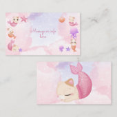 パーメイド猫の人魚かわいい女の子の誕生日 エンクロージャーカード (正面/裏面)