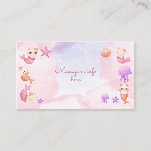パーメイド猫の人魚かわいい女の子の誕生日 エンクロージャーカード (正面)