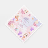 パーメイド猫の人魚かわいい女の子の誕生日 スタンダードランチョンナプキン (角)