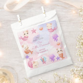 パーメイド猫の人魚かわいい女の子の誕生日 フェイバーバッグ (クリップ留めされた状態)